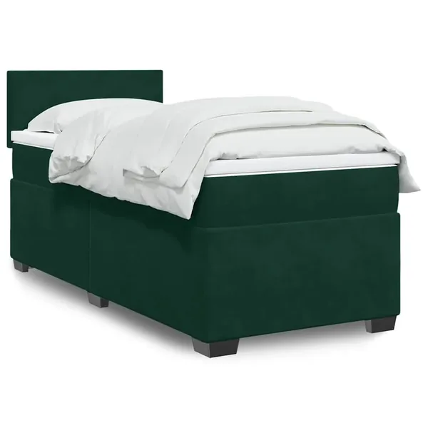 Sommier à lattes de lit avec matelas Vert foncé 90x190 cm