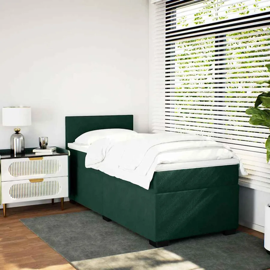 Sommier à lattes de lit avec matelas Vert foncé 90x190 cm - 3
