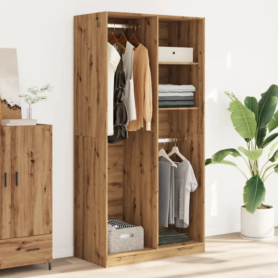 Garde-robe chêne artisanal 100x50x200 cm bois d'ingénierie - 3