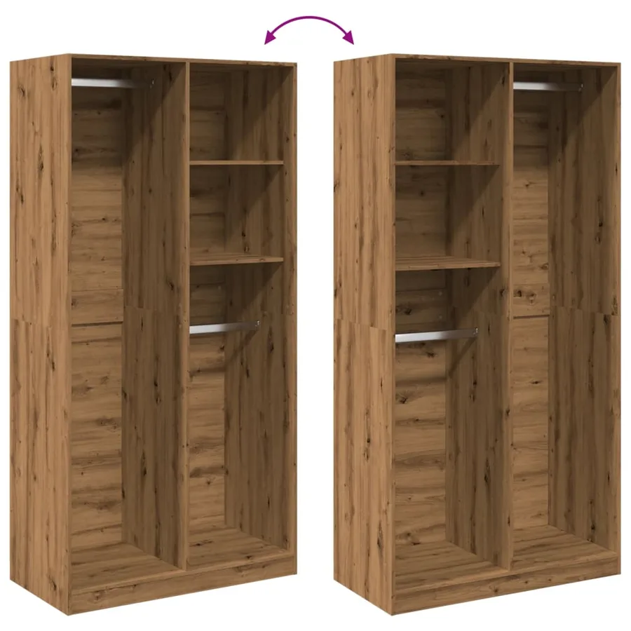Garde-robe chêne artisanal 100x50x200 cm bois d'ingénierie - 7