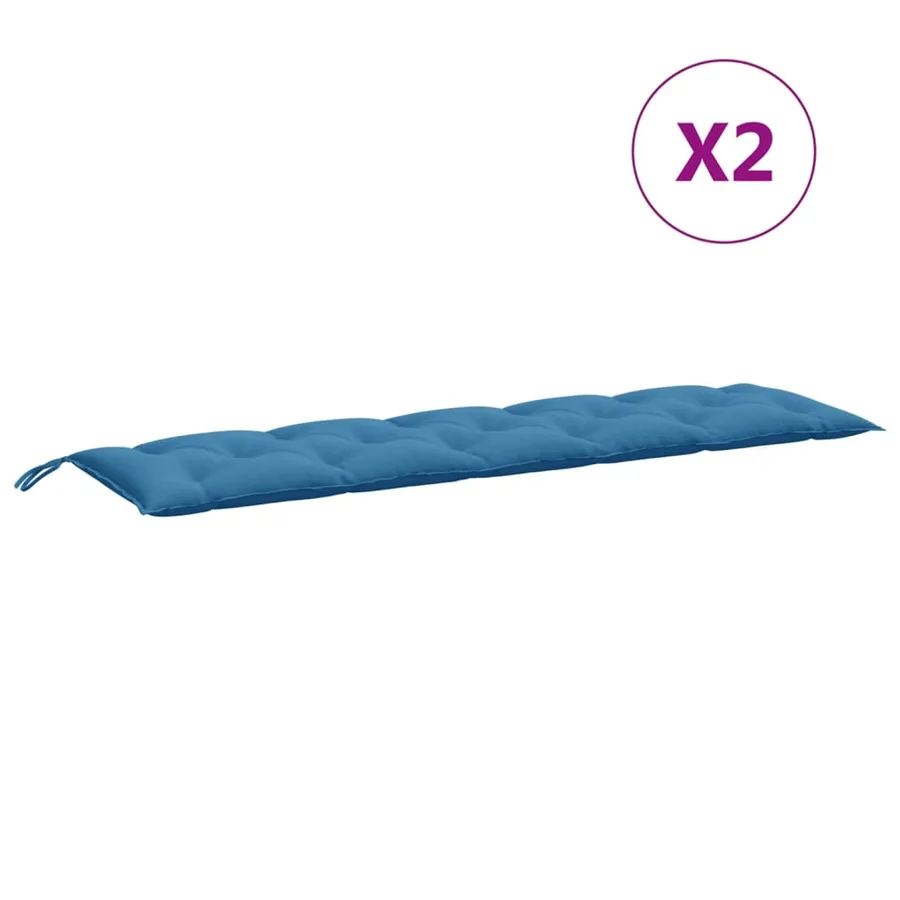 Coussins de banc de jardin lot de 2 bleu mélangé tissu - 4