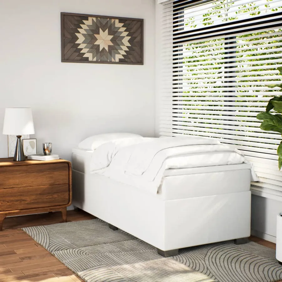 Sommier à lattes de lit avec matelas Blanc 90x200 cm Similicuir - 3