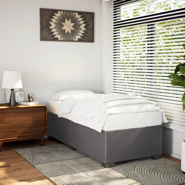 Cadre de lit sans matelas gris 90x190 cm similicuir