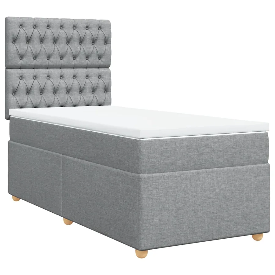 Sommier à lattes de lit avec matelas Gris clair 100x200cm Tissu - 3