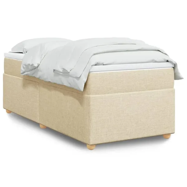 Sommier à lattes de lit et matelas Crème 90x190 cm Tissu