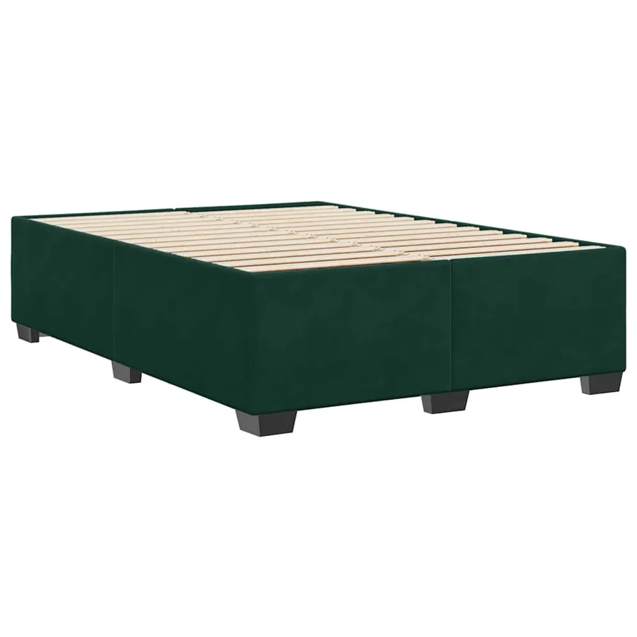 Cadre de lit sans matelas vert foncé 140x200 cm velours - 6