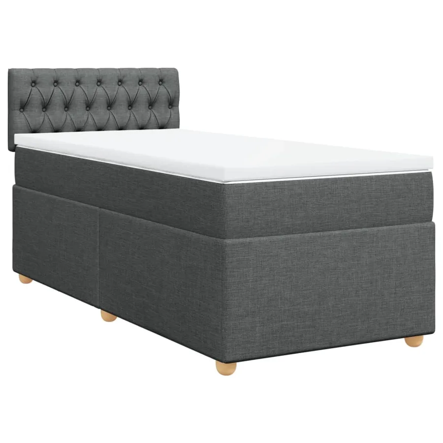 Sommier à lattes de lit et matelas Gris foncé 90x190 cm Tissu - 2