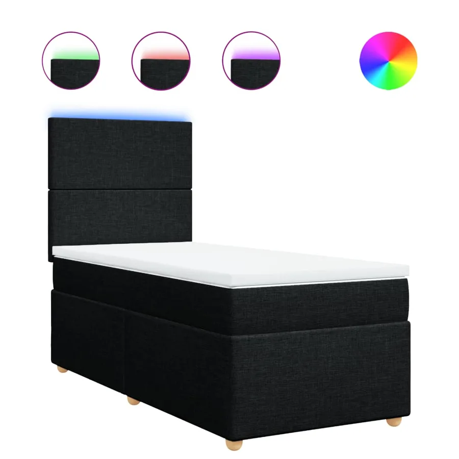 Sommier à lattes de lit avec matelas Noir 90x190 cm Tissu - 2