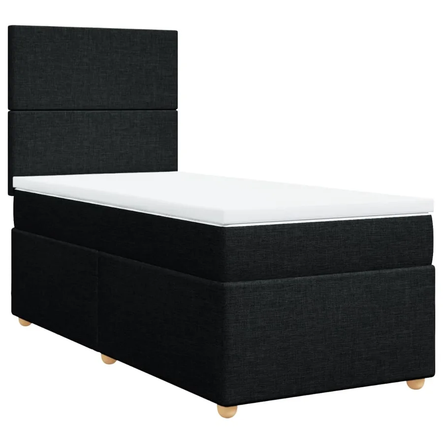 Sommier à lattes de lit avec matelas Noir 90x190 cm Tissu - 3