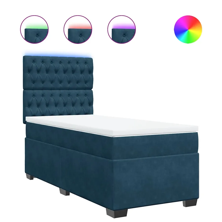 Sommier à lattes de lit avec matelas bleu 80x200 cm velours - 2