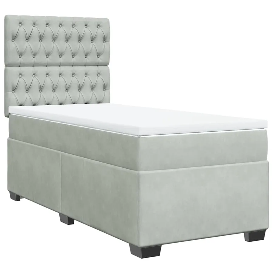 Sommier à lattes de lit et matelas Gris clair 90x200 cm Velours - 6