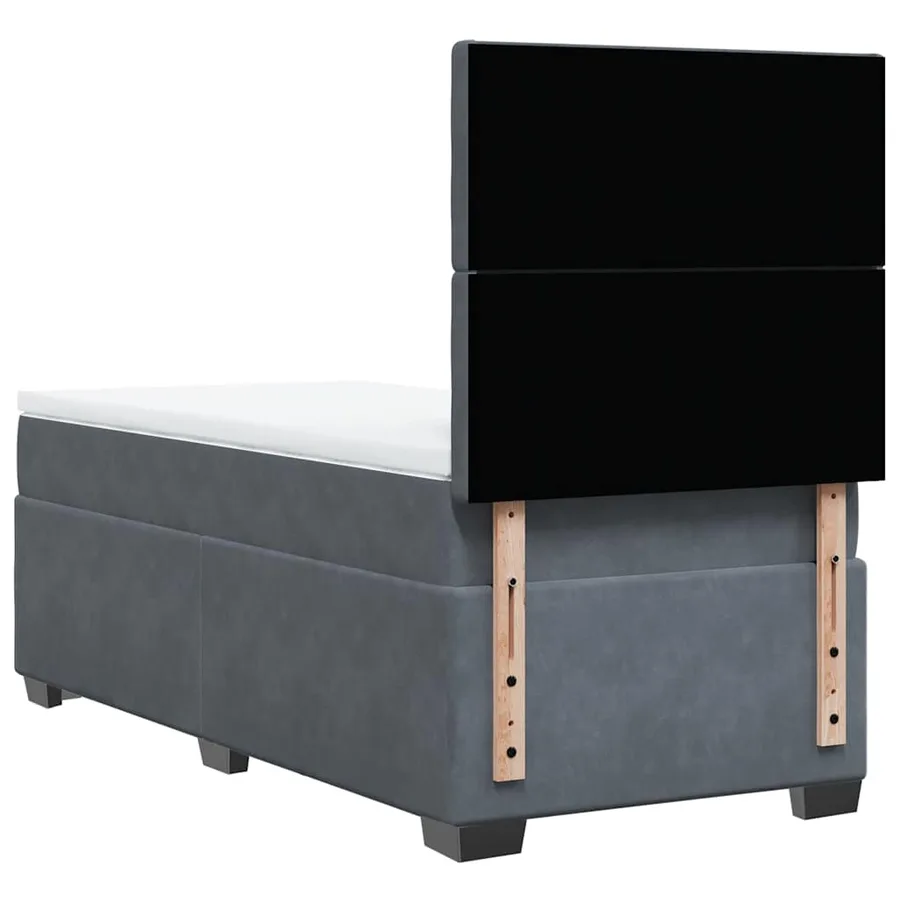 Sommier à lattes de lit et matelas Gris foncé 90x200 cm Velours - 13