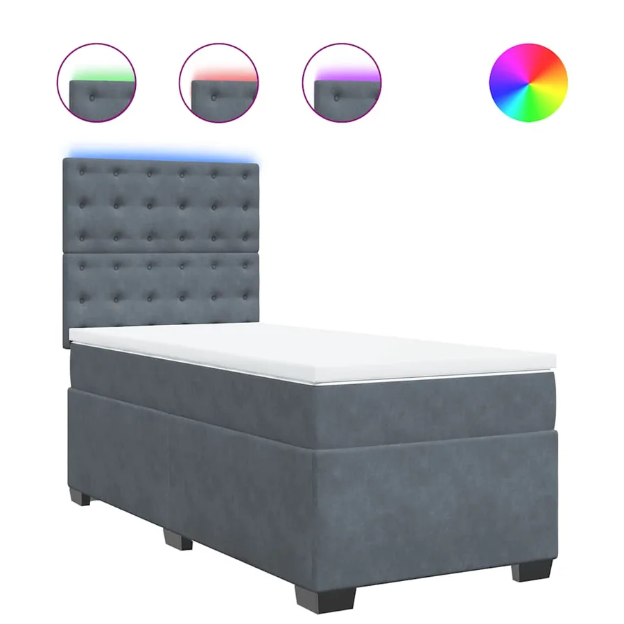 Sommier à lattes de lit et matelas Gris foncé 90x200 cm Velours - 2