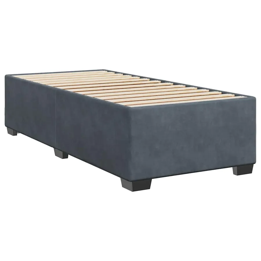 Sommier à lattes de lit et matelas Gris foncé 90x200 cm Velours - 9