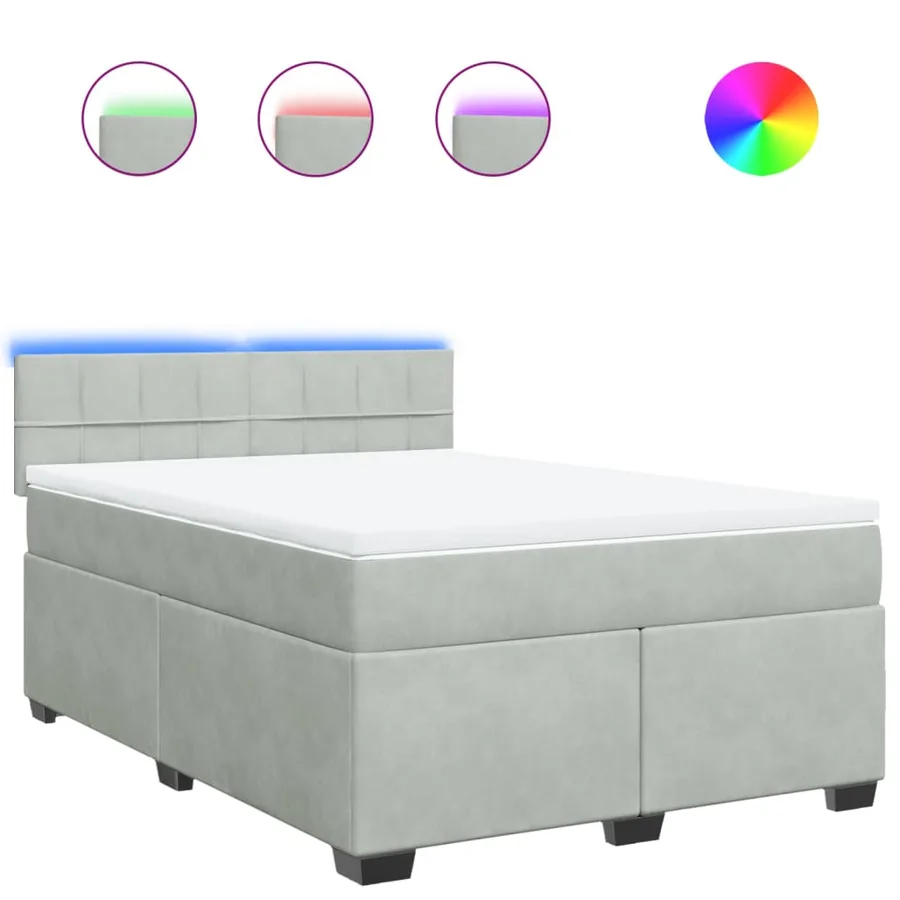 Sommier à lattes de lit et matelas Gris clair 160x200cm Velours - 2