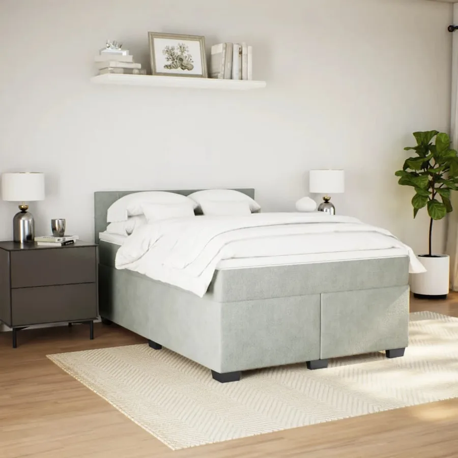 Sommier à lattes de lit et matelas Gris clair 160x200cm Velours - 5