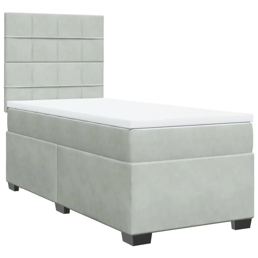 Sommier à lattes de lit et matelas Gris clair 90x200 cm Velours - 2