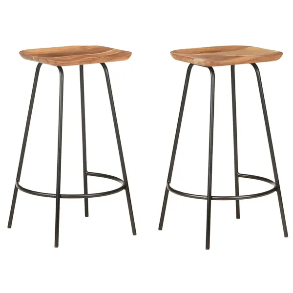 Tabourets de bar lot de 2 bois d'acacia solide