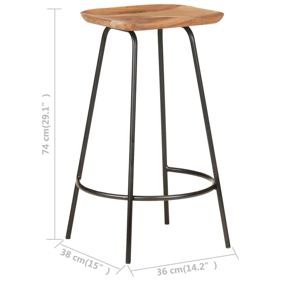 Tabourets de bar lot de 2 bois d'acacia solide - 10