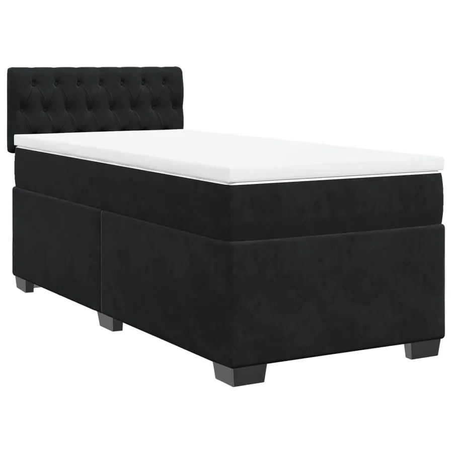 Sommier à lattes de lit avec matelas Noir 90x200 cm Velours - 2