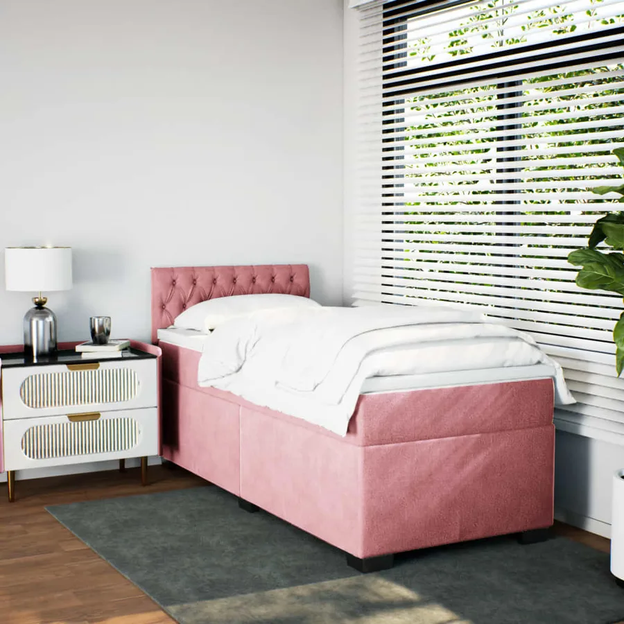 Sommier à lattes de lit avec matelas Rose 90x190 cm Velours - 3