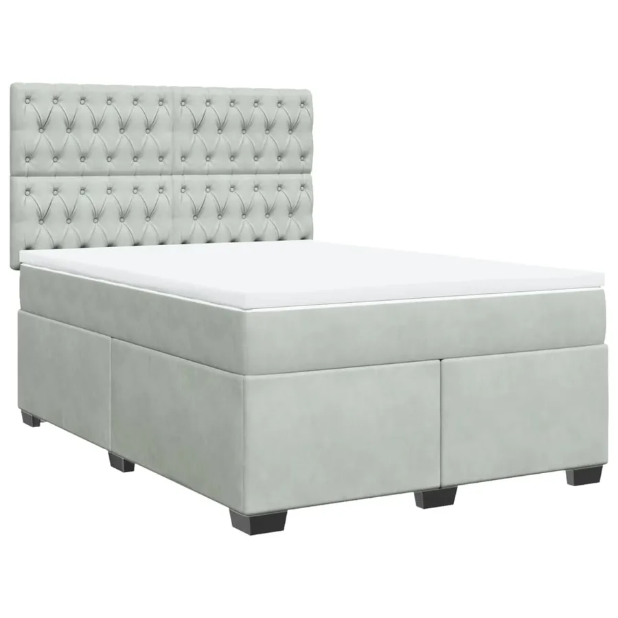 Sommier à lattes de lit et matelas Gris clair 160x200cm Velours - 2