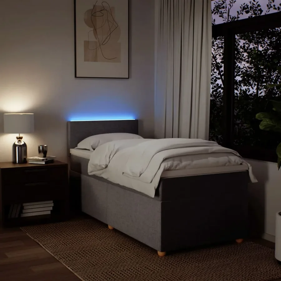 Sommier à lattes de lit avec matelas Taupe 100x200 cm Tissu - 5