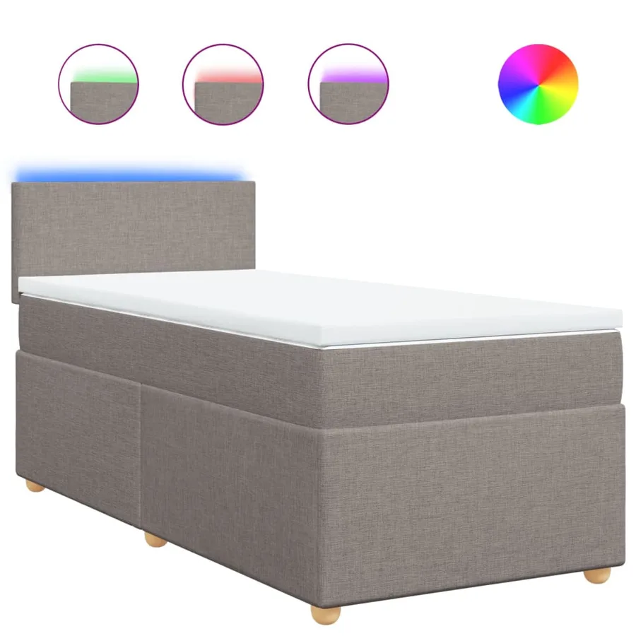 Sommier à lattes de lit avec matelas Taupe 90x200 cm Tissu - 2