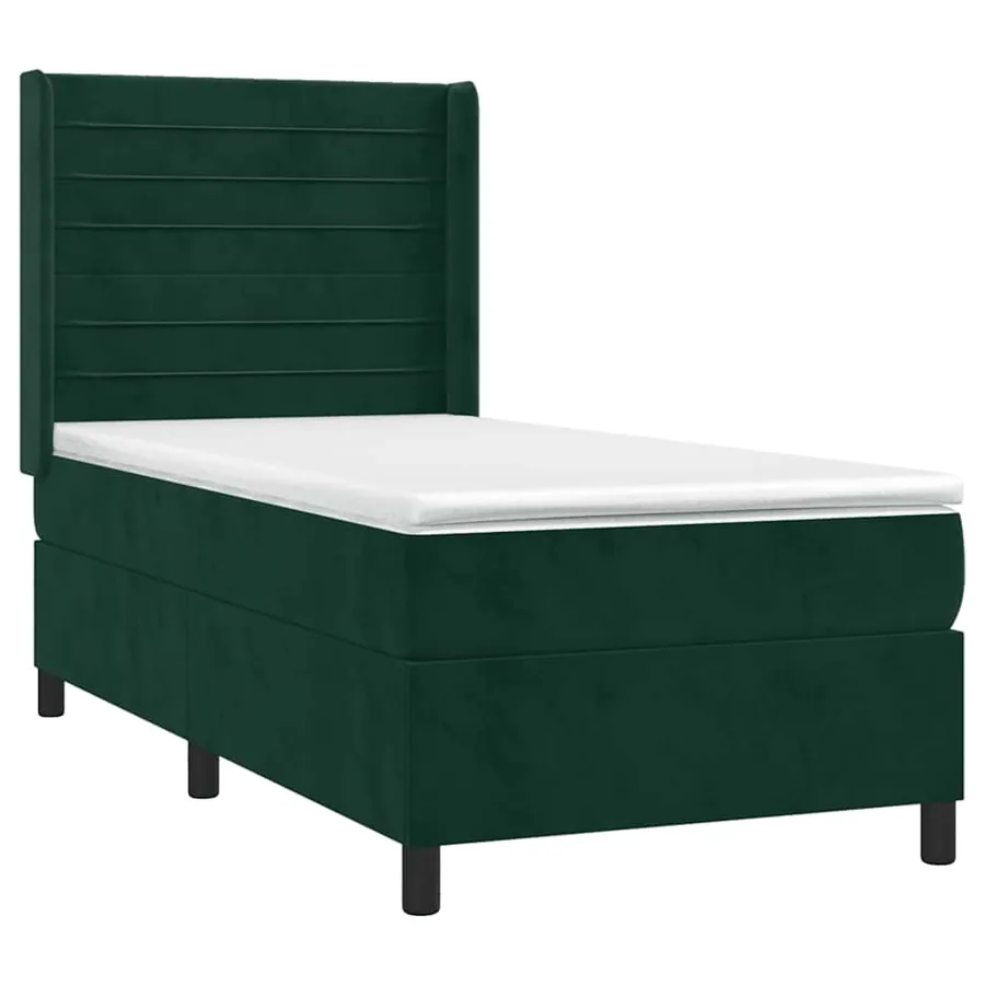 Sommier à lattes de lit et matelas et LED Vert foncé 80x200cm - 4
