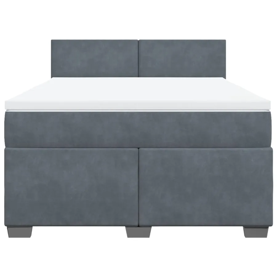Sommier à lattes de lit et matelas Gris foncé 160x200cm Velours - 4