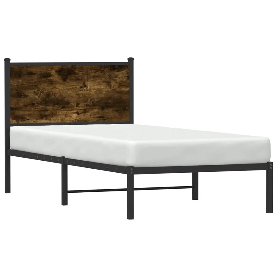 Cadre de lit en métal sans matelas chêne fumé 75x190 cm - 4