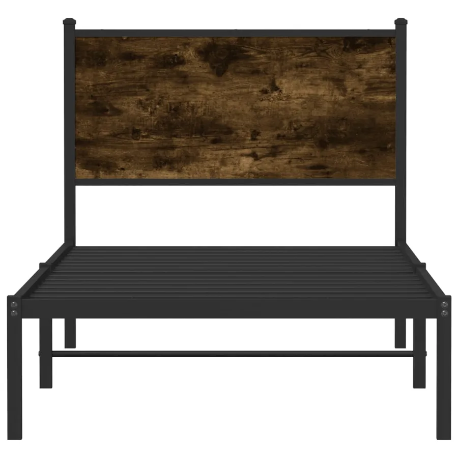 Cadre de lit en métal sans matelas chêne fumé 75x190 cm - 5