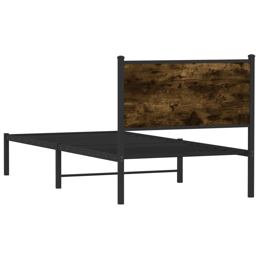 Cadre de lit en métal sans matelas chêne fumé 75x190 cm - 7