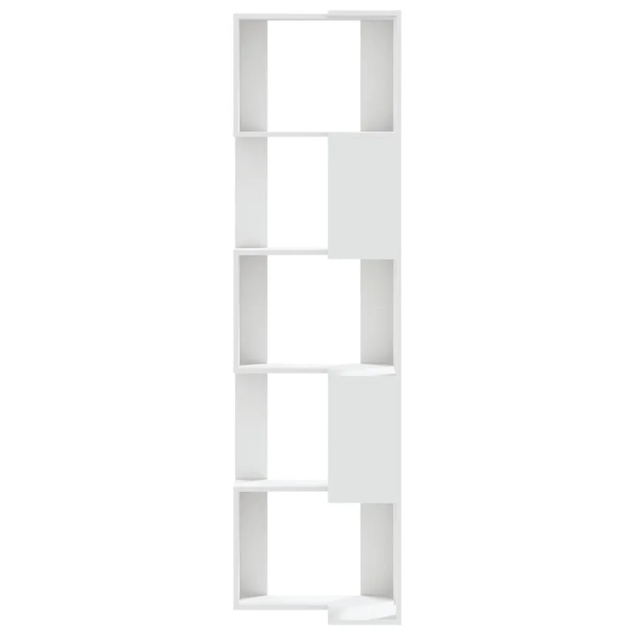 Bibliothèque d'angle à 5 niveaux blanc bois d'ingénierie - 4