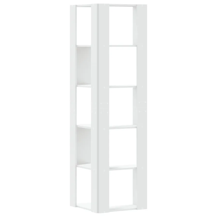 Bibliothèque d'angle à 5 niveaux blanc bois d'ingénierie - 6