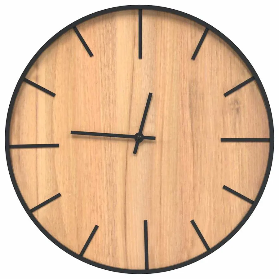 Horloge murale marron Ø39 cm fer et bois d'ingénierie - 2