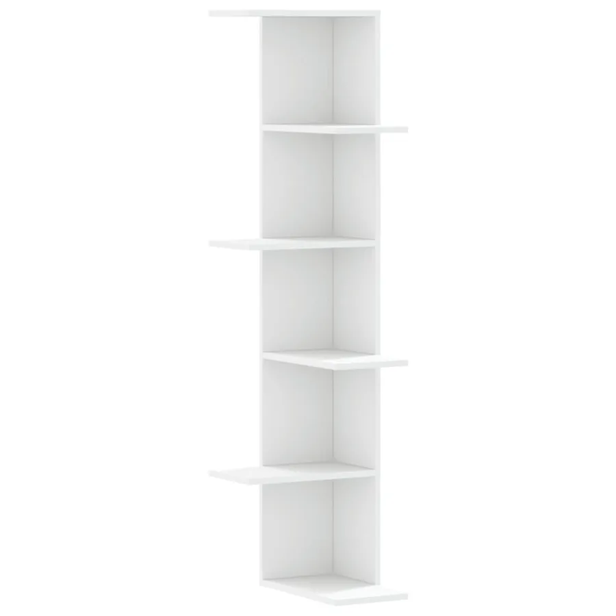 Étagère d'angle murale blanc 36,5x36,5x140 cm bois d'ingénierie - 2