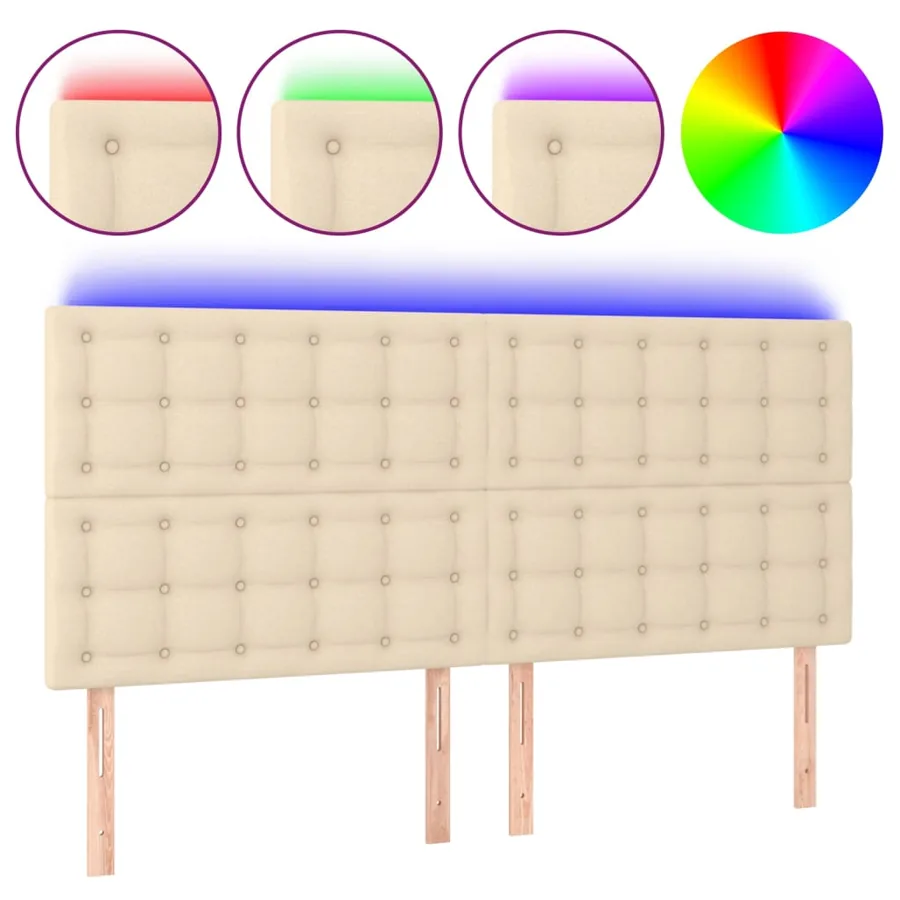 Tête de lit à LED Crème 200x5x118/128 cm Tissu - 2