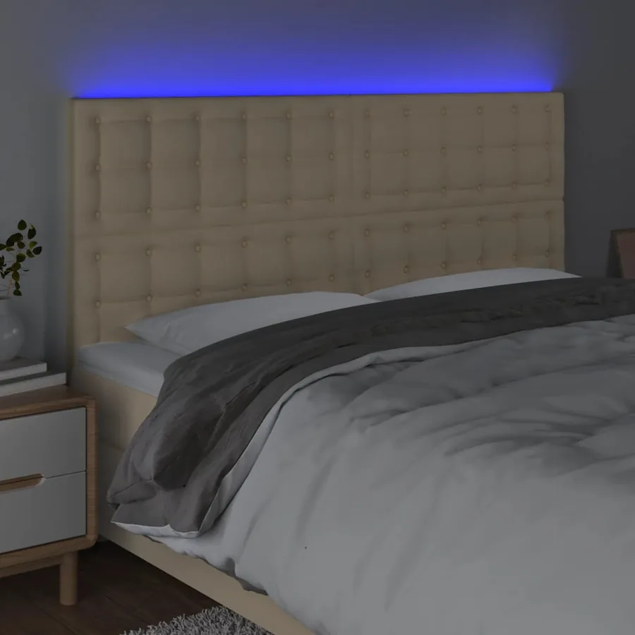 Tête de lit à LED Crème 200x5x118/128 cm Tissu - 3