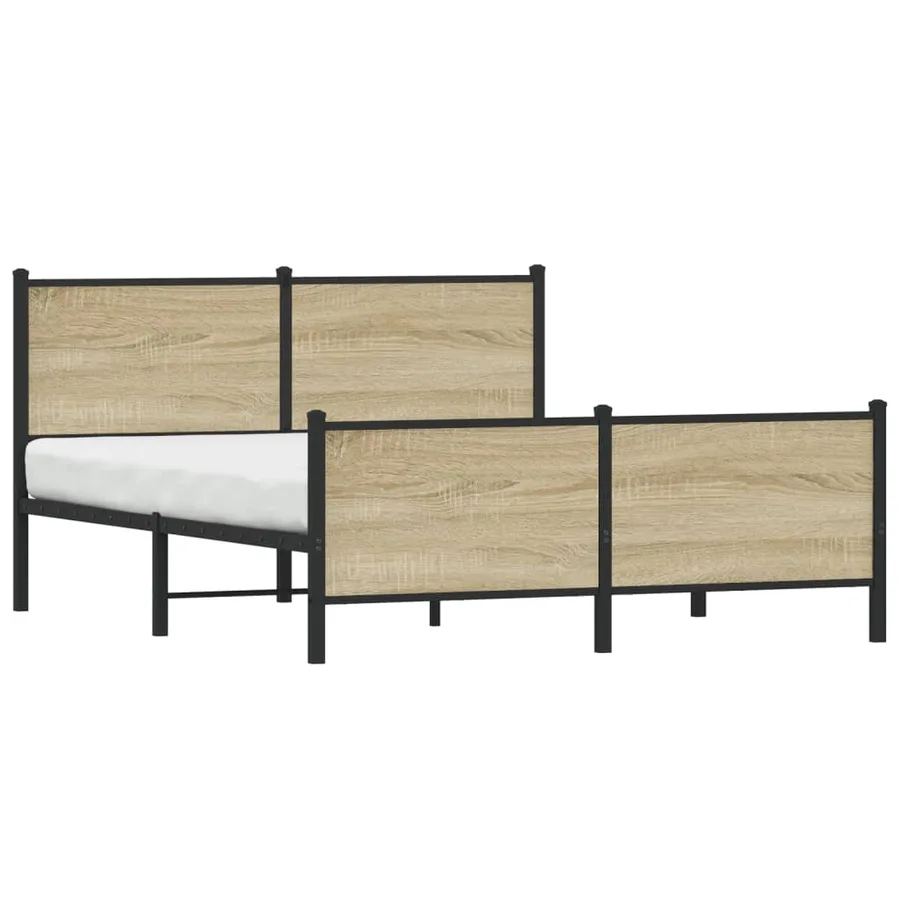 Cadre de lit en métal sans matelas chêne sonoma 137x190 cm - 2