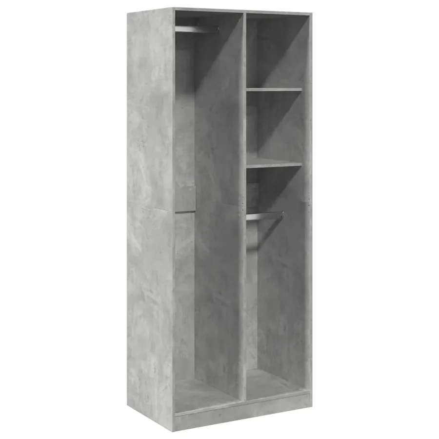 Garde-robe gris béton 80x50x200 cm bois d'ingénierie - 2