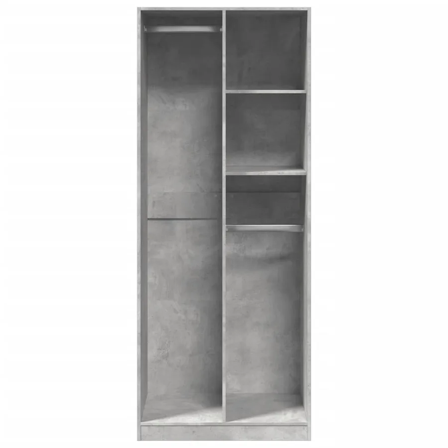 Garde-robe gris béton 80x50x200 cm bois d'ingénierie - 4