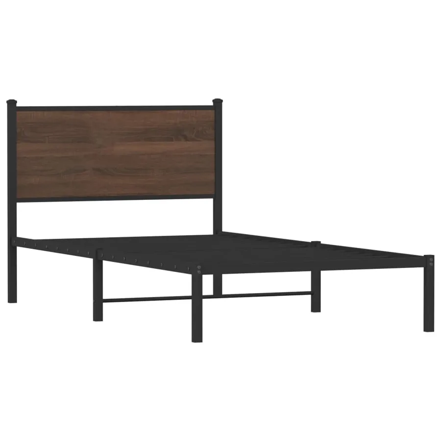 Cadre de lit en métal sans matelas chêne marron 100x190 cm - 3