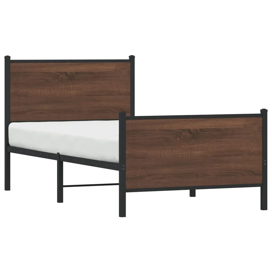 Cadre de lit en métal sans matelas chêne marron 75x190 cm - 4