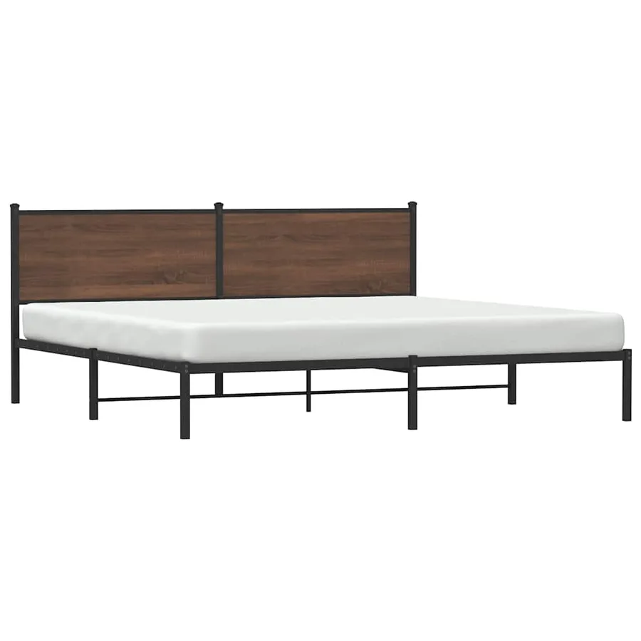 Cadre de lit en métal sans matelas chêne marron 193x203 cm - 4