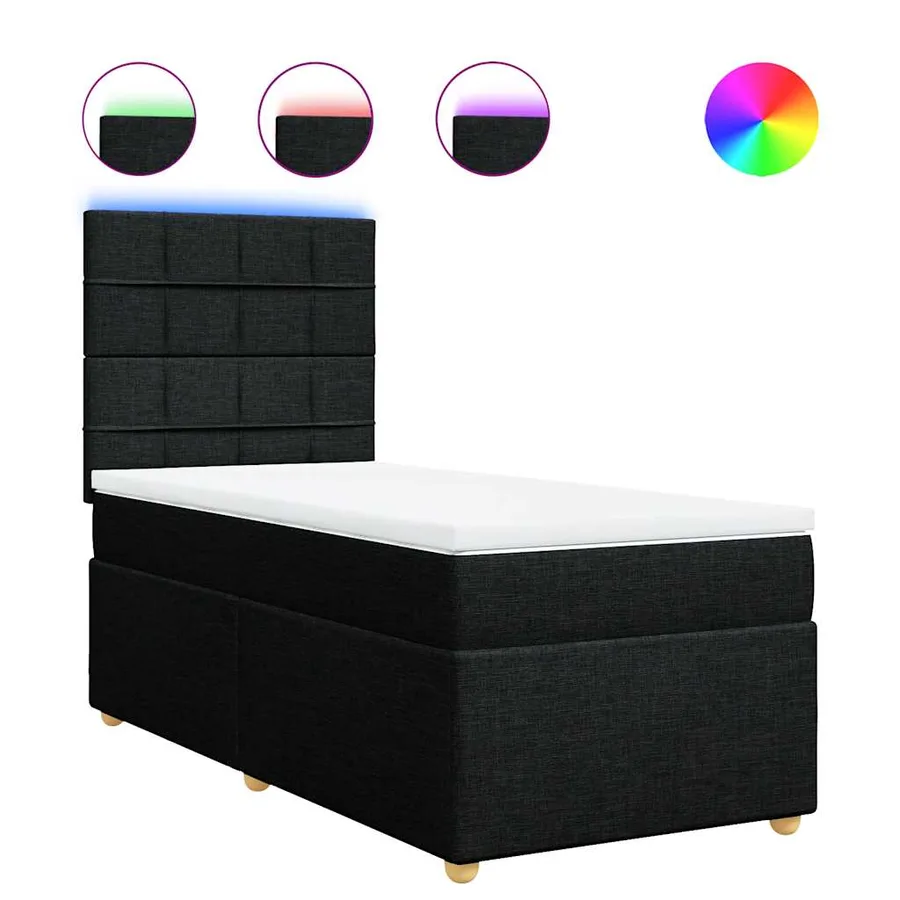 Sommier à lattes de lit avec matelas Noir 100x200 cm Tissu - 2