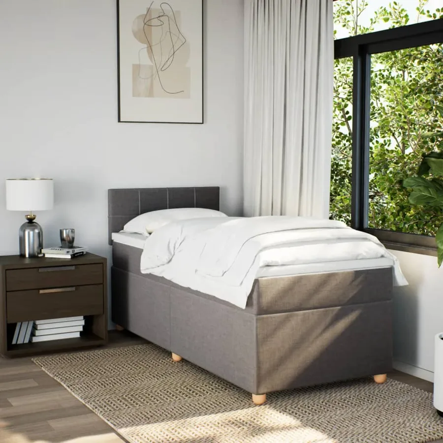 Sommier à lattes de lit avec matelas Taupe 100x200 cm Tissu - 3