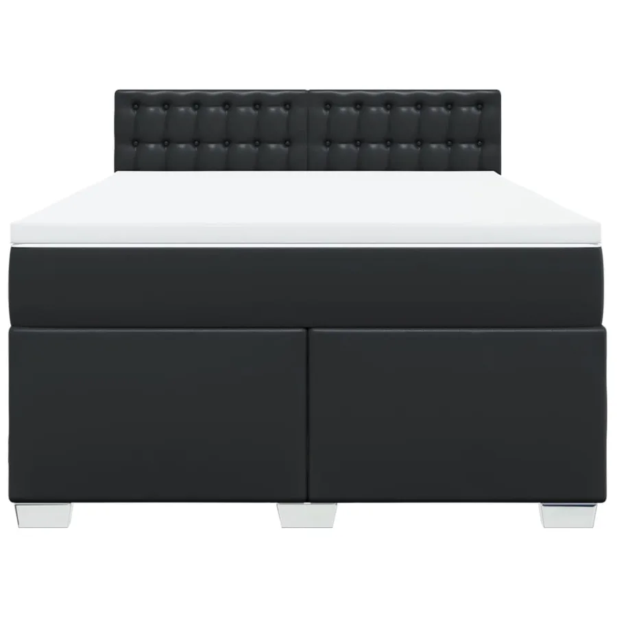 Sommier à lattes de lit avec matelas Noir 140x190 cm Similicuir - 4