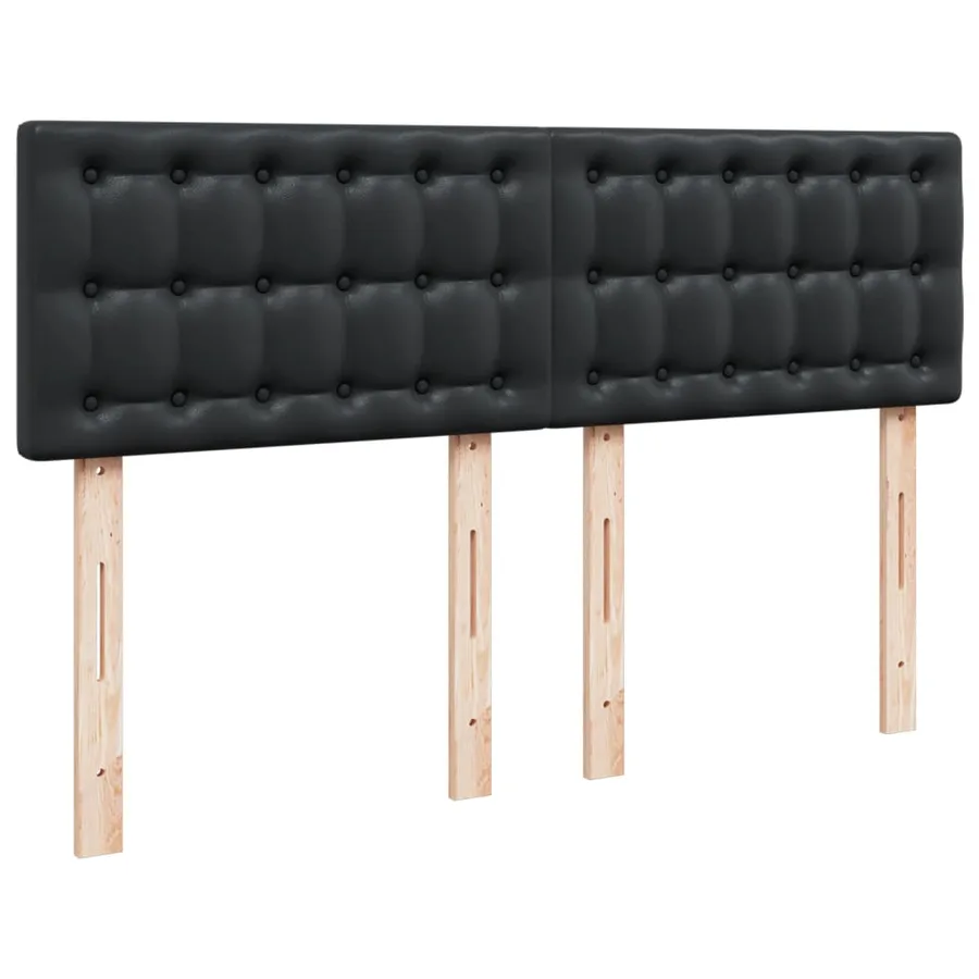 Sommier à lattes de lit avec matelas Noir 140x190 cm Similicuir - 7