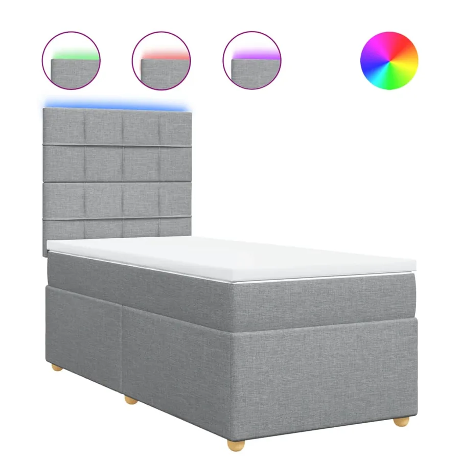 Sommier à lattes de lit avec matelas Gris clair 100x200cm Tissu - 2
